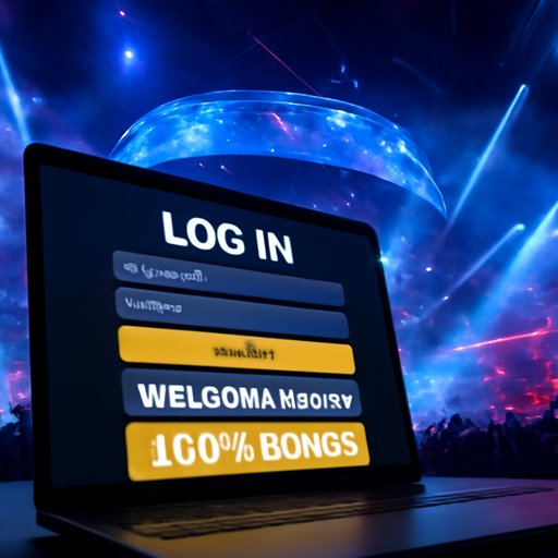 sports betting login welcome bonus banner on laptop
